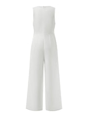 Women Summer Elegant Pockets Pleated Wide Leg Jumpsuit