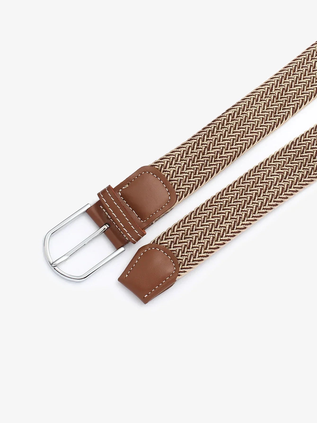 Women Canvas Elastic Fabric Woven Stretch Multicolored Braided Belts