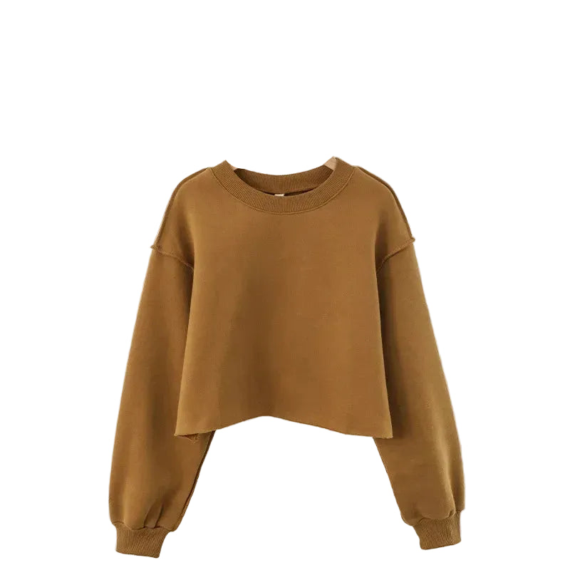Women Casual Long Sleeve Short Sweatshirts Pullovers