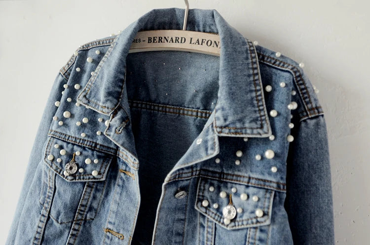 Women Casual Embellished Denim Jacket