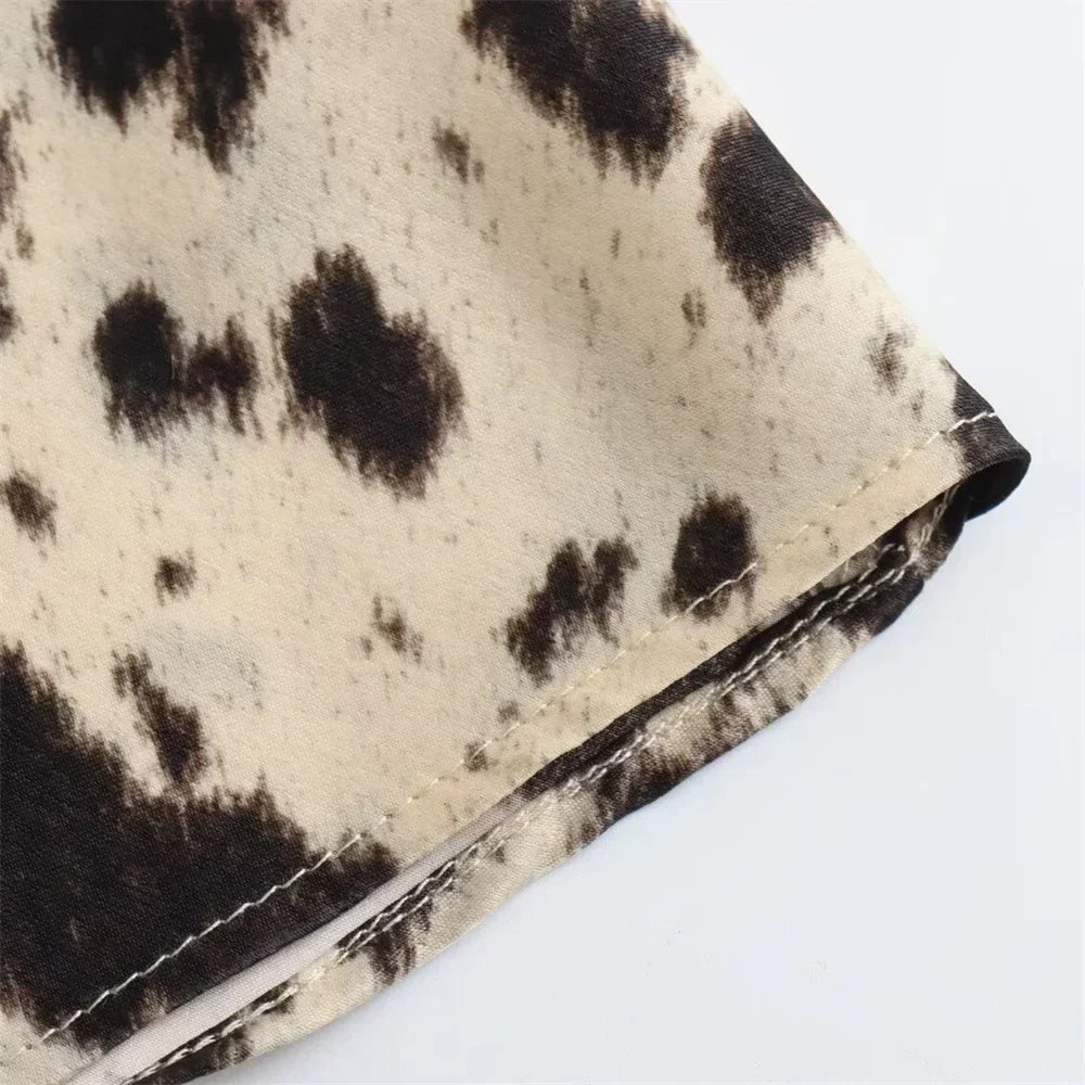 Women Animal Pattern Printed Silk Satin Skirt