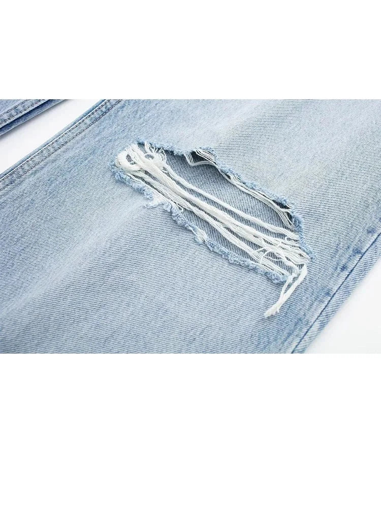Women Baggy Ripped Denim High Waist Jeans