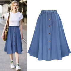 Women Casual Midi Denim Skirts