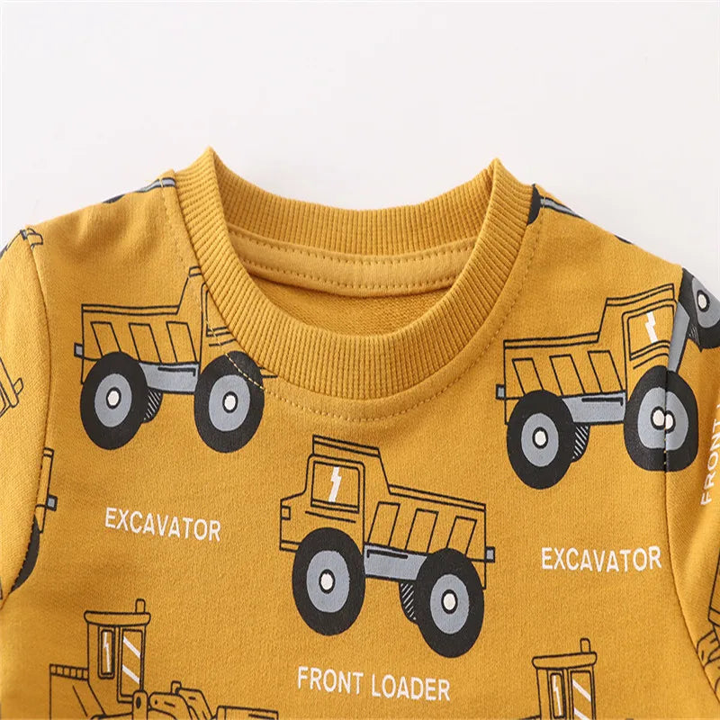 Kids Boys Cars Print Long Sleeve Pullover Sweats