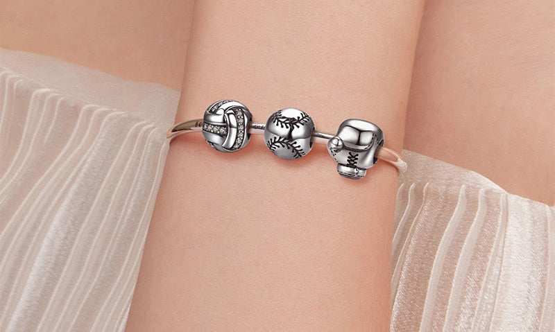Sterling Silver 925 Ball Series Charm Pendant Fit Bracelet