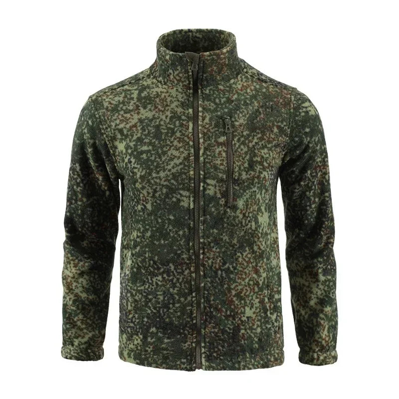 Men Camouflage Zipper Double-sided Polar Fleece Jacket