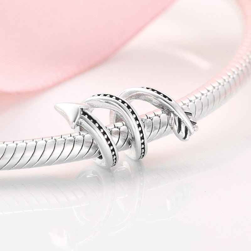 Women Accessories 925 Sterling Silver Ribbon Chocolate Heart Bead Bracelet