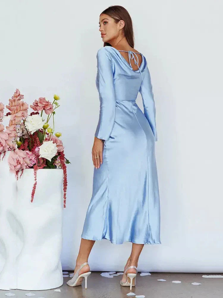 Women Bodycon Long Sleeve Evening Dress
