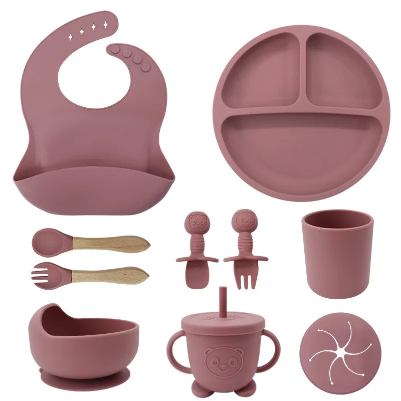 Baby Kids Silicone Feeding Utensils 10 Piece Set