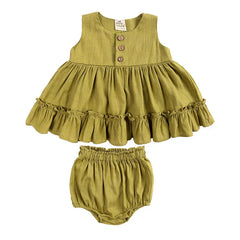 Baby Girls Princess Party Ruffle Dress + Shorts Outfit