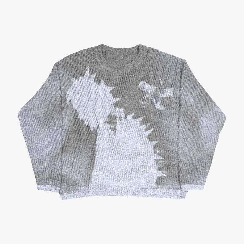 Women Anime Knit Vintage Cashmere Sweater