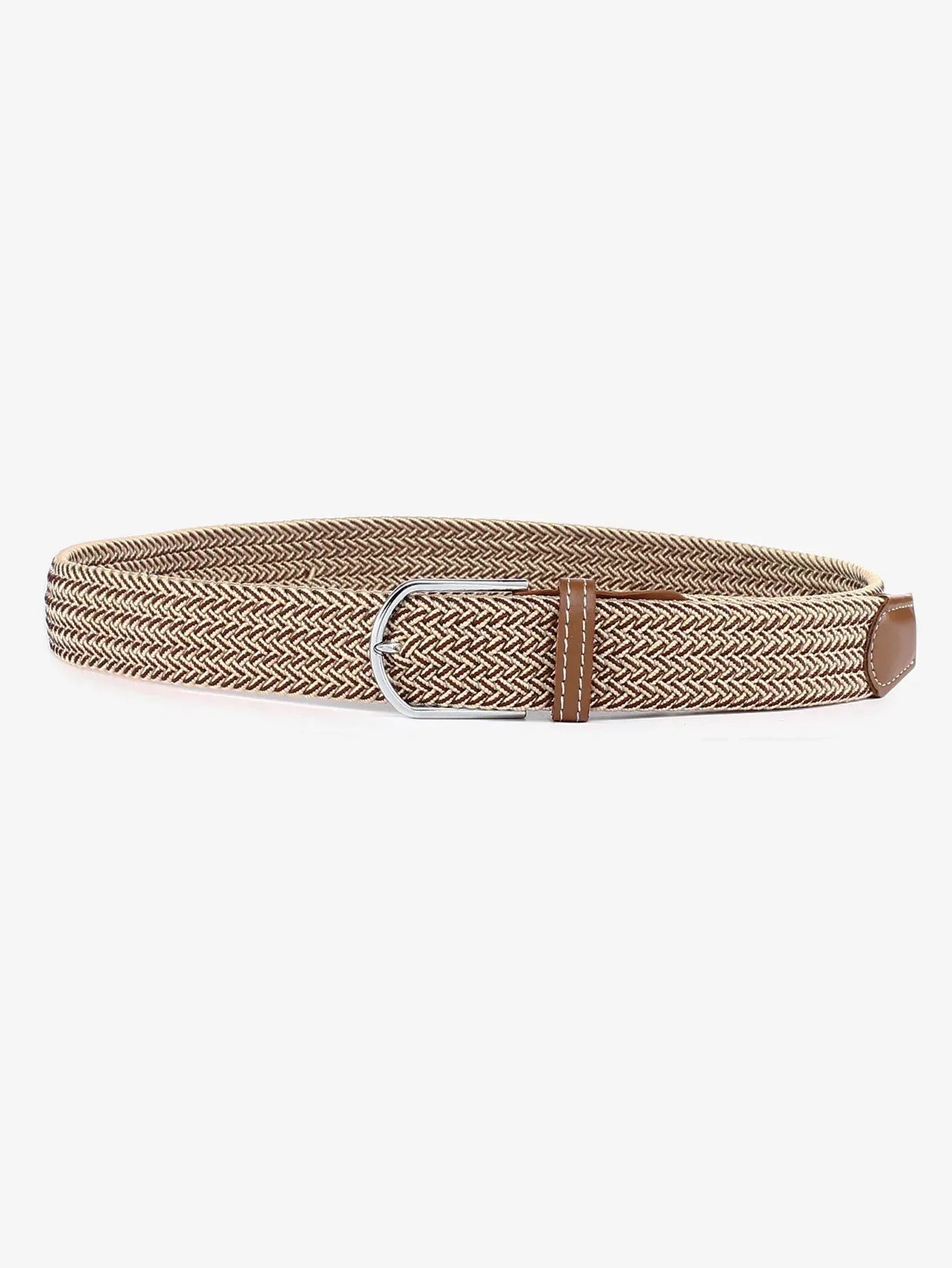 Women Canvas Elastic Fabric Woven Stretch Multicolored Braided Belts