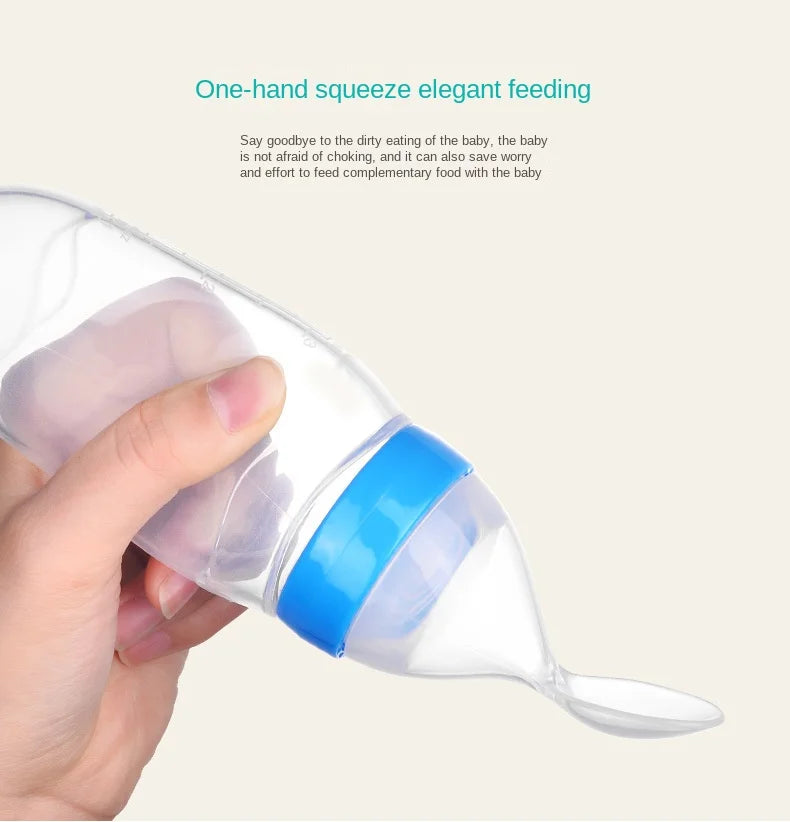 Baby Silicone Squeeze Feeding Bottle Spoon