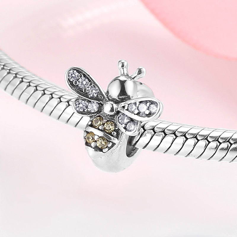 Women Accessories 925 Sterling Silver Ribbon Chocolate Heart Bead Bracelet