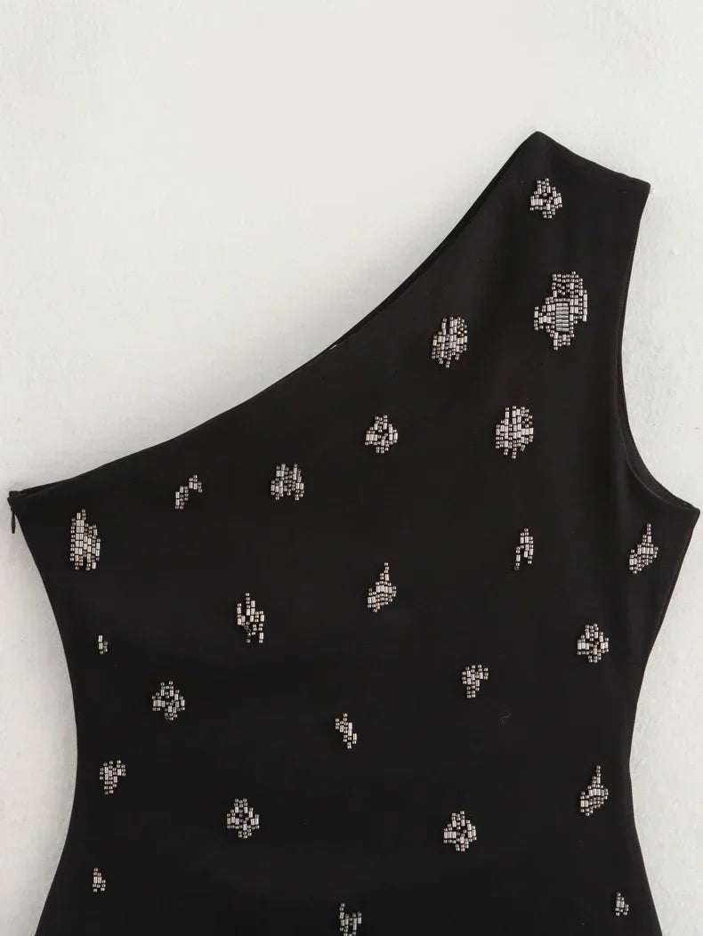 Woman Evening Off Shoulder Sleeveless Top