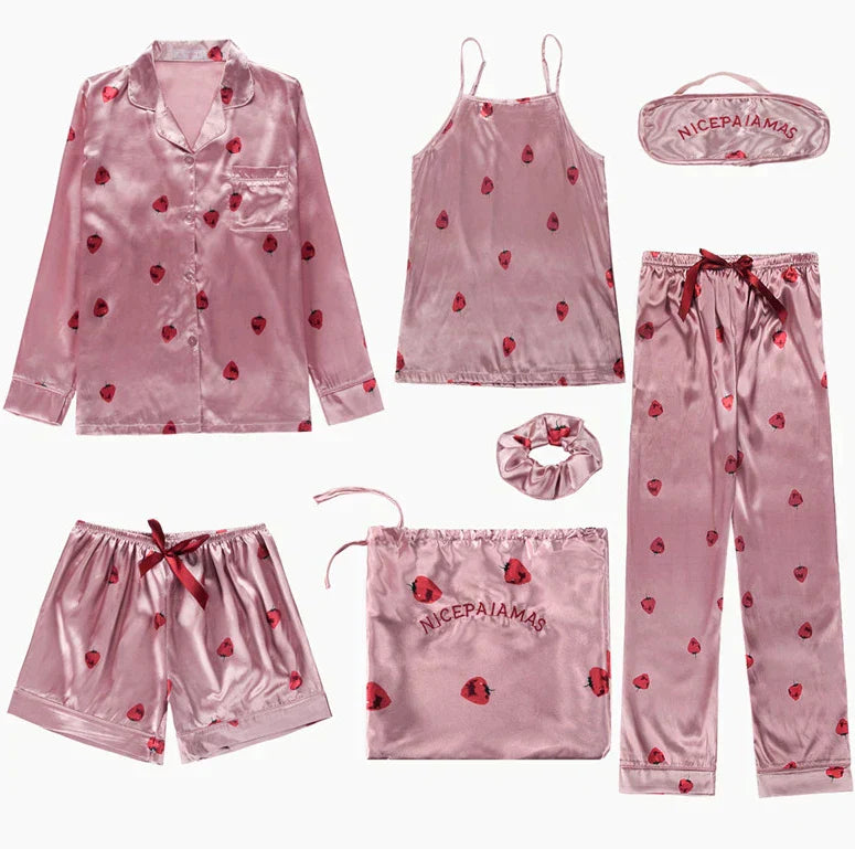 Women Silk Long Sleeve + Pants Loungewear Sets