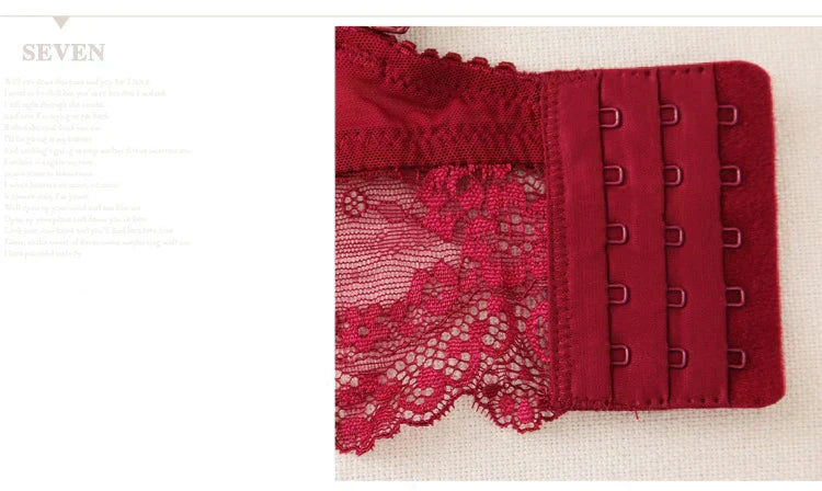 Women Push Up Sexy Hollow Lace Embroidery Bra Set