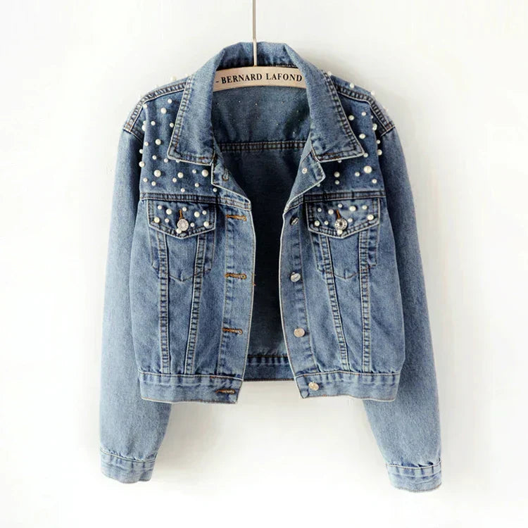 Women Casual Embellished Denim Jacket