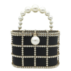 Accessories Women Boutique Pearl Crystal Top-Handle Bucket Bag