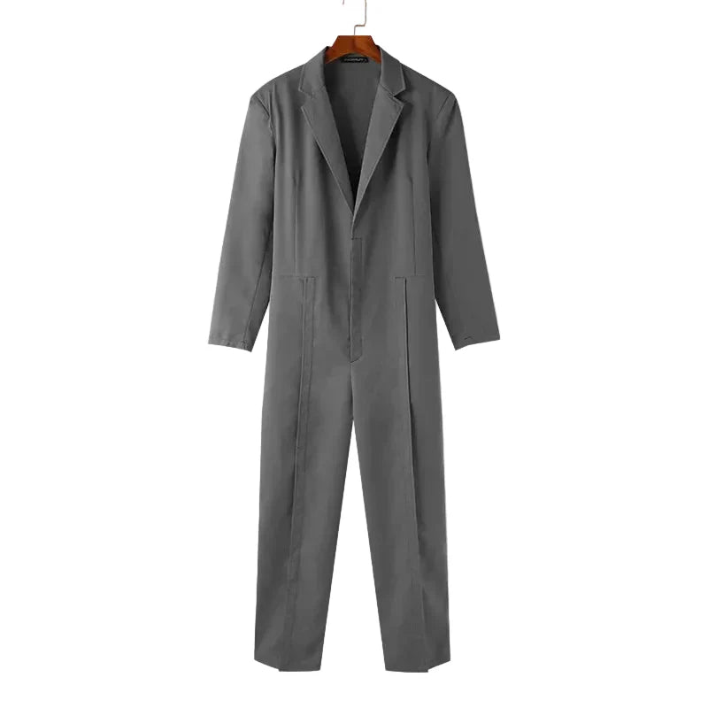 Men Deep V-neck Long Sleeved Formal Jumpsuits