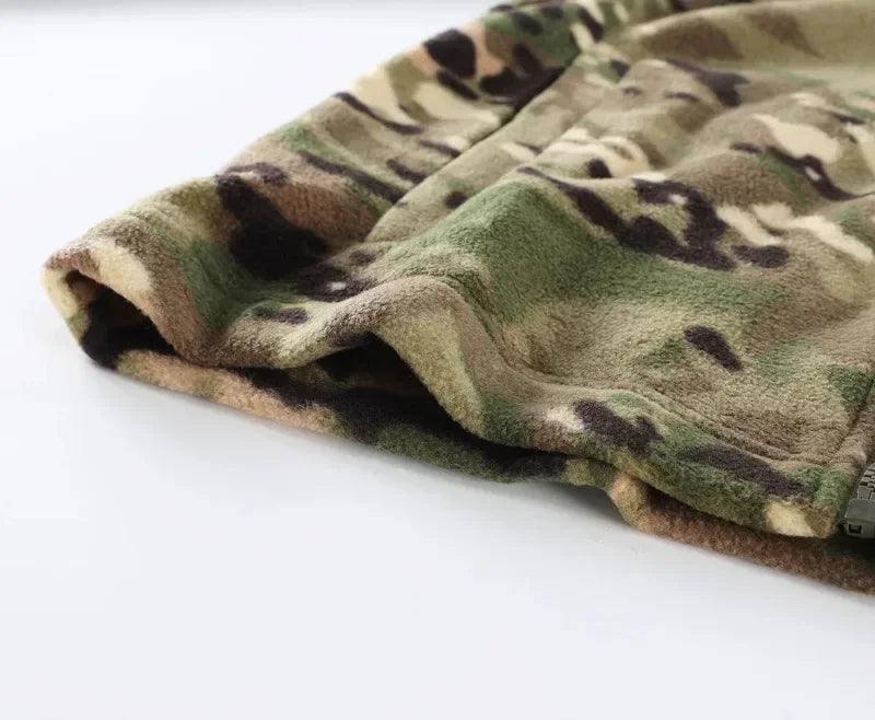 Men Camouflage Zipper Double-sided Polar Fleece Jacket