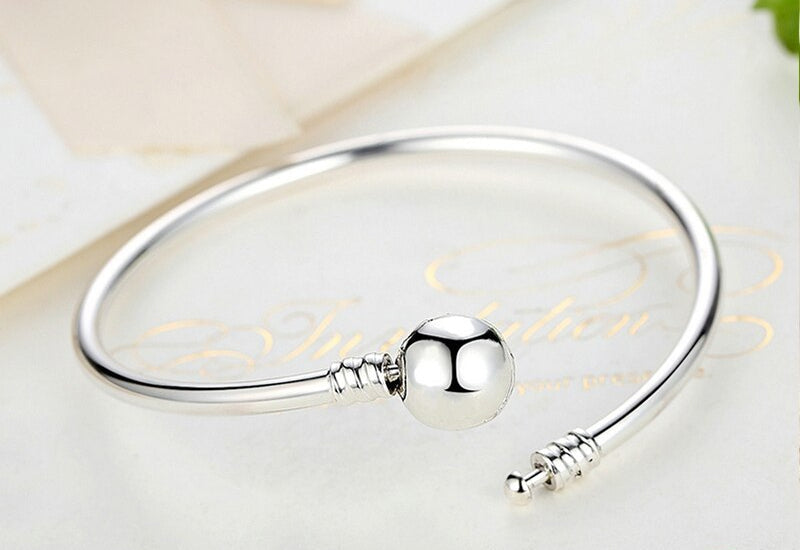 Sterling Silver 925 Women Snowflake Clasp Snake Chain Bracelet