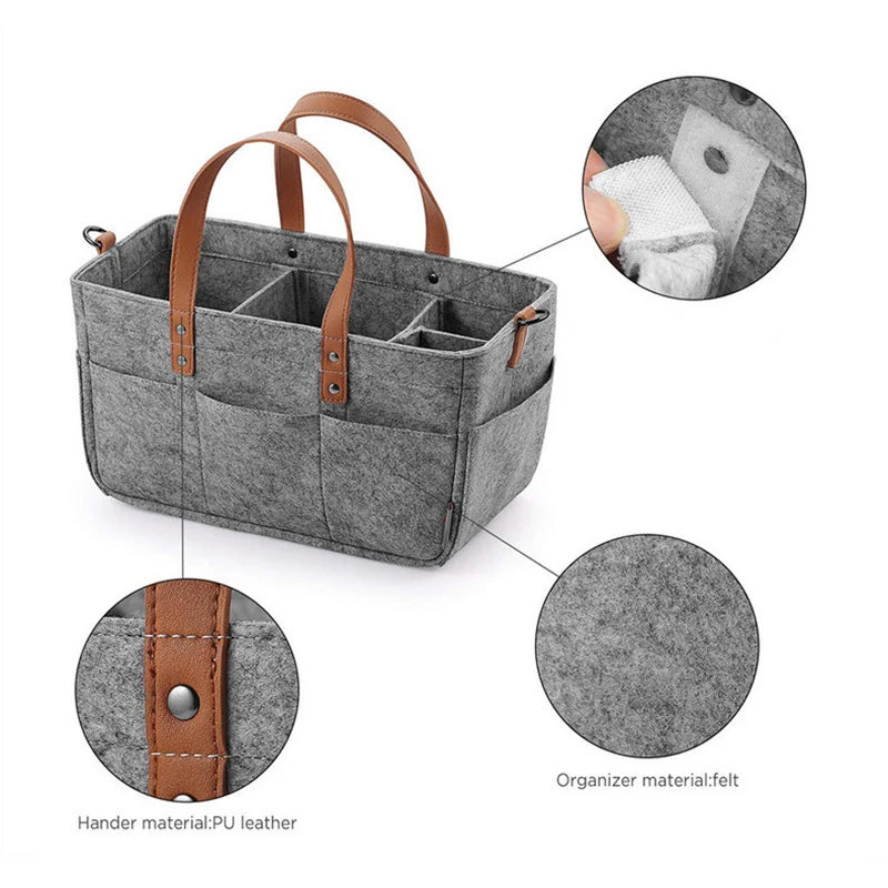 Baby Felt Storage Nursery Organizer Basket with Handle