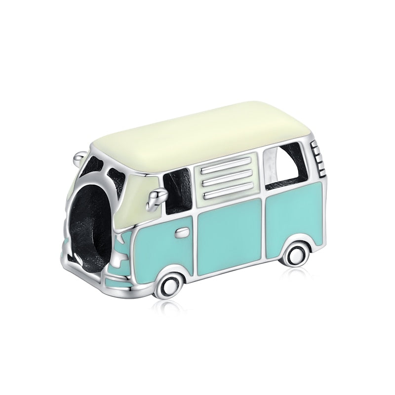 Sterling Silver 925 Colorful Enamel Pendant Car Charms