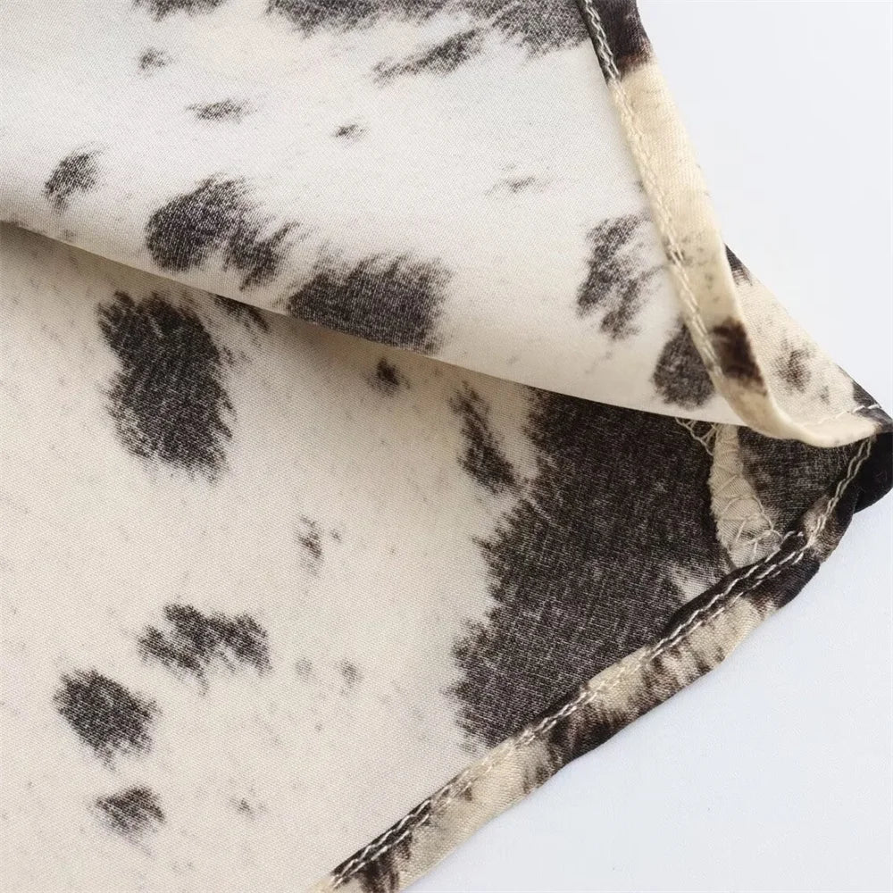 Women Animal Pattern Printed Silk Satin Skirt