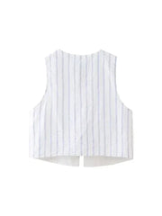 Women Striped Vest Sleeveless Tops + High Waist Long Casual Pant 2 Piece Outfits