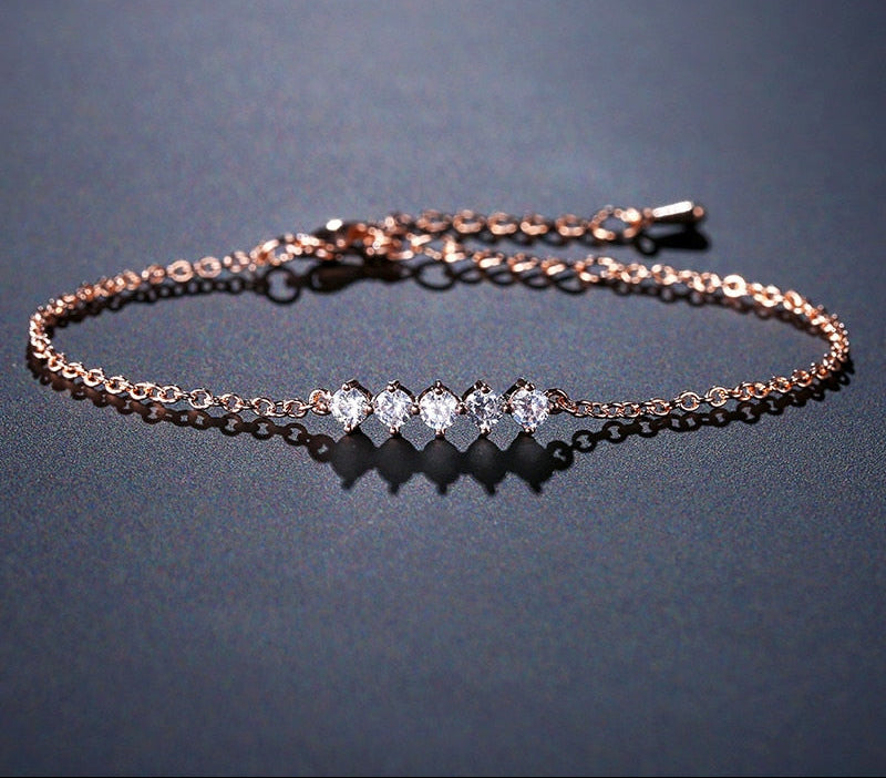 Women Elegant CZ Rose Gold Bracelets