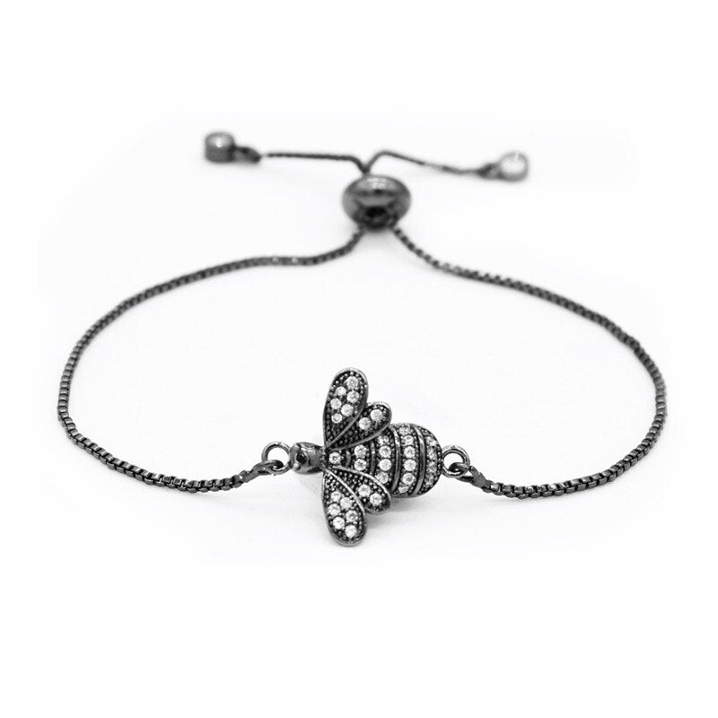 Women Cubic Zirconia Bee Charm Bracelet