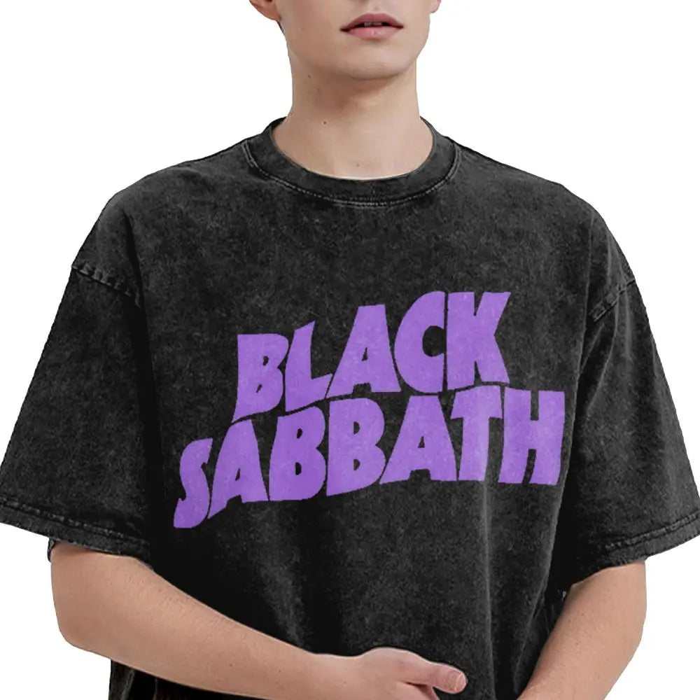 Unisex Cotton Washed  Black Sabbath T-Shirt