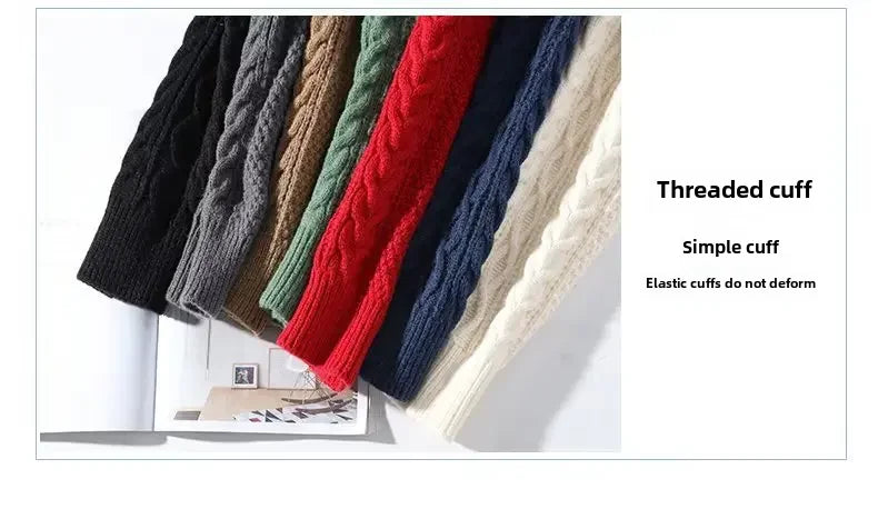 Men Casual Round Neck Loose-fit Knitted Pullover Sweaters