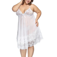 Women Curve + Lace Lingerie Nightgown