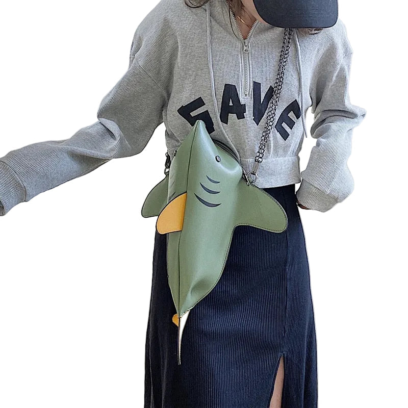 Dazzling Novel Big Shark Design Women Purse and Handbag