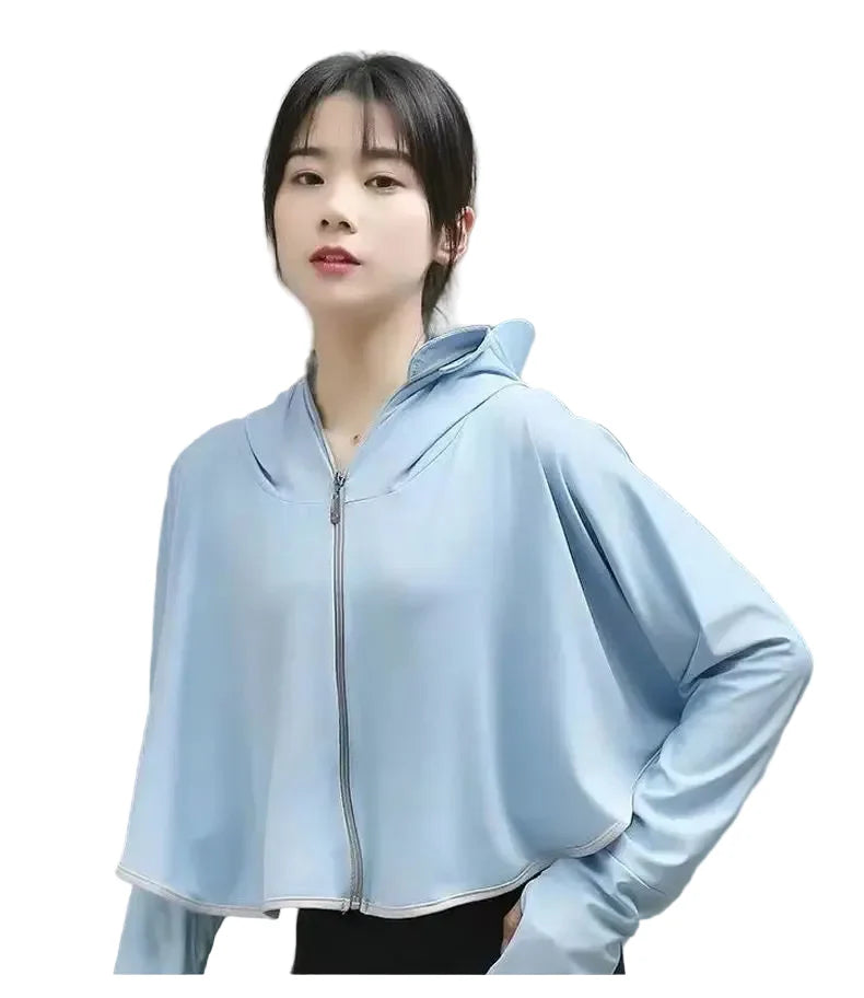 Women Cycling Zipper Sport Jacket Hooded Top