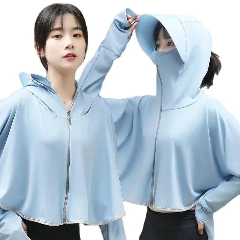 Women Cycling Zipper Sport Jacket Hooded Top