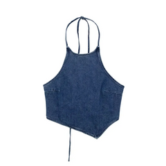 Women Camisole Denim Halter Neck Crop Top