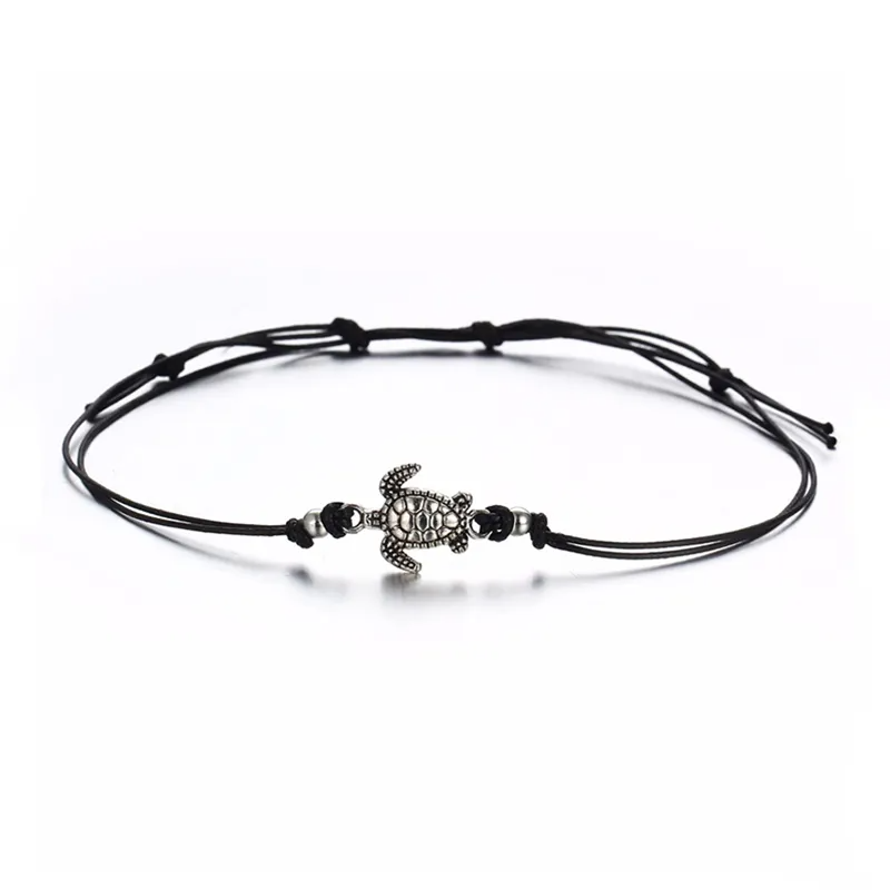 Accessories Elegant Turtle Shape Pendant Adjustable Wax Rope Anklet