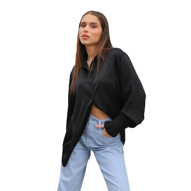 Women Casual Bright Loose Long Sleeve Shirt Blouse