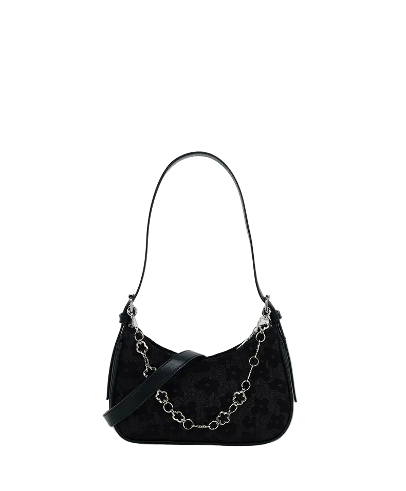 Accessories Women Elegant Floral Printed Zipper Chain Shoulder Bag