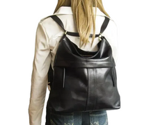 Accessories Women Vintage Black Waxed PU Leather Backpack Shoulder Bag