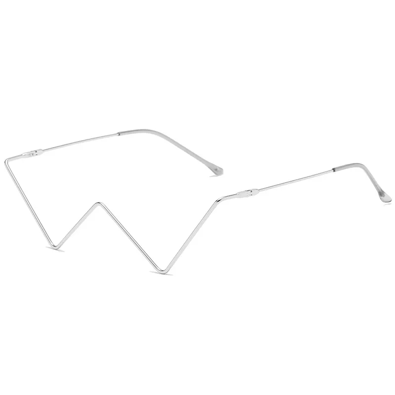 Accessories Women Rhinestone Half Rim Lensless Glasses Frame