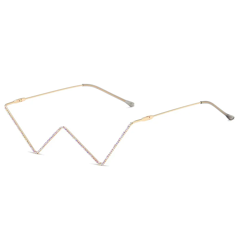 Accessories Women Rhinestone Half Rim Lensless Glasses Frame