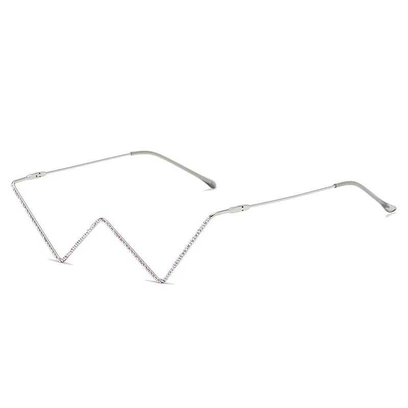 Accessories Women Rhinestone Half Rim Lensless Glasses Frame