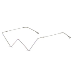 Accessories Women Rhinestone Half Rim Lensless Glasses Frame
