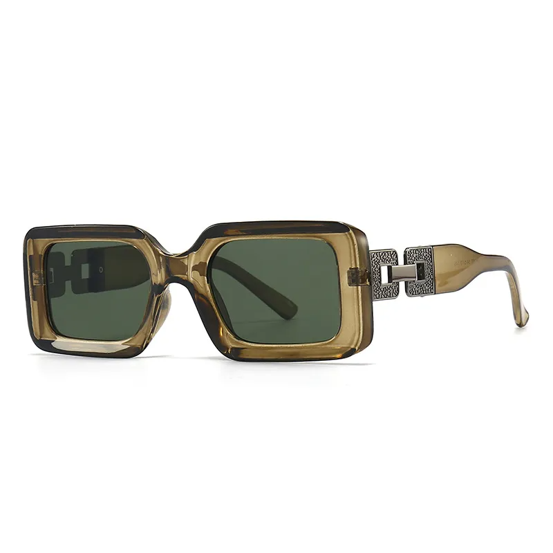 Accessories Women Rhinestone Chain Square Frame Sunglasses