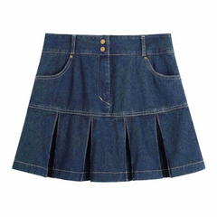 Women Casual Plus Size Preppy Style Pleated Skirts