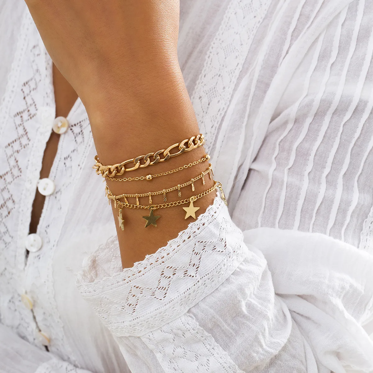 Accessories Vintage Star Pendant Multilayer Bracelet